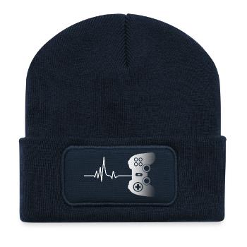 Gamer Game Videospiel Blaubeere Vintage Gaming  - Recycelte Patch Beanie - French Navy - Vorne