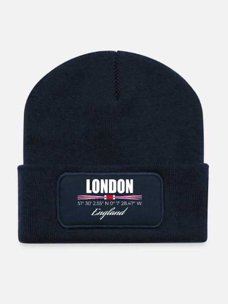Londres - Beanie recyclé à patch - bleu marine