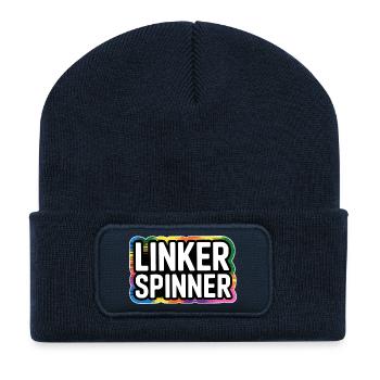 Linker Spinner Spruch – Politischer Humor mit Halt - Recycelte Patch Beanie - French Navy - Vorne