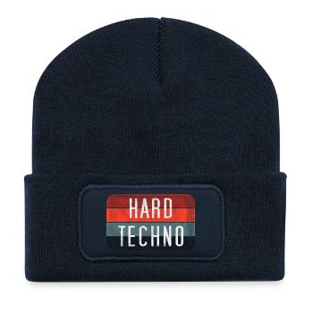 Harte Techno-Streifen - Recycelte Patch Beanie - French Navy - Vorne