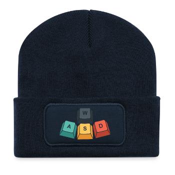 WASD Tastatur Lustig Gaming Geschenk Zocker - Recycelte Patch Beanie - French Navy - Vorne
