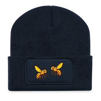 Abeilles domestiques lumineuses - Beanie recyclé à patch - bleu marine - Devant