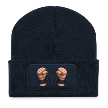 BE FREE - freedom & rights - Beanie recyclé à patch - bleu marine - Devant