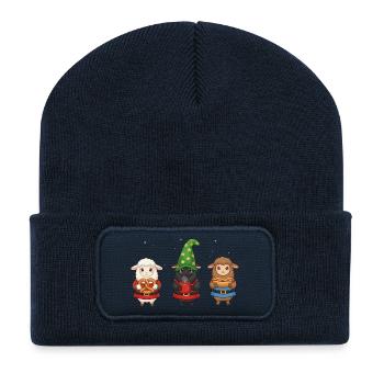 Schaf Merry Christmas Weihnachten - Recycelte Patch Beanie - French Navy - Vorne