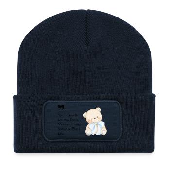 Your Time Is Limited / Teddy with Blue Ribbon - Recycled Patch Beanie - french navy - Front