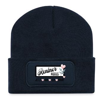 Mode retraité – Maintenant c’est mon tour - Beanie recyclé à patch - bleu marine - Devant