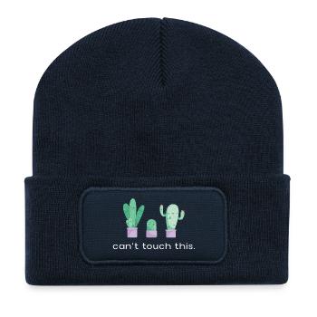 Can't Touch This Dancing Cacti Saying - Recycled Patch Beanie - french navy - Front