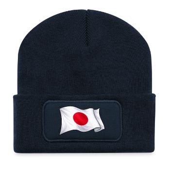Japan Flag Illustration - Recycled Patch Beanie - french navy - Front