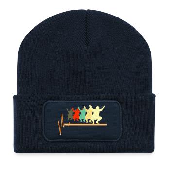 Sumo Wrestler Heartbeat Retro Japanese Martial Art - Recycled Patch Beanie - french navy - Front