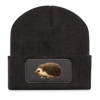 Drôle de hérisson - Beanie recyclé à patch - charbon - Devant