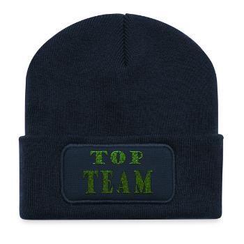 Top Team Grünes Mustertextur - Recycelte Patch Beanie - French Navy - Vorne
