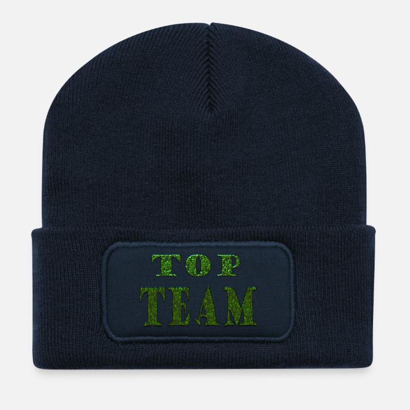 Top Team Grünes Mustertextur - Recycelte Patch Beanie - French Navy