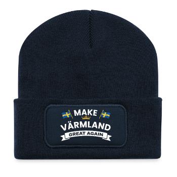 Värmland encore – Emblème patriotique - Beanie recyclé à patch - bleu marine - Devant