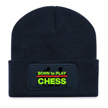 BORN TO PLAY CHESS! SCHACH MEISTER - Recycelte Patch Beanie - French Navy - Vorne