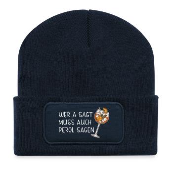 Si tu dis A, tu dois aussi dire la boisson Perol Summer - Beanie recyclé à patch - bleu marine - Devant