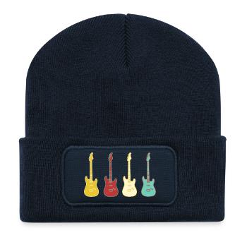 Pop Guitars - Recycled Patch Beanie - french navy - Front