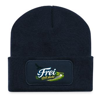 Frei statt Dicht – Nüchtern. Stark. Frei. - Recycelte Patch Beanie - French Navy - Vorne