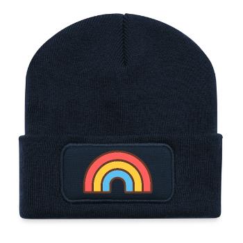 Heller Retro-Regenbogen - Recycelte Patch Beanie - French Navy - Vorne