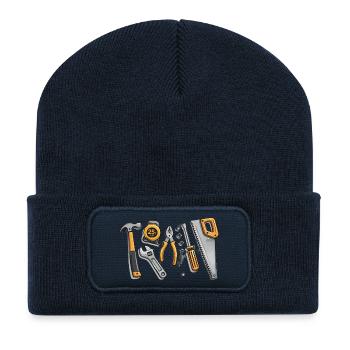 Werkzeug Illustration für Handwerker - Recycelte Patch Beanie - French Navy - Vorne