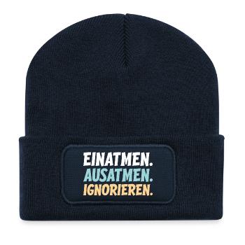 Inhale Exhale Ignore - Recycled Patch Beanie - french navy - Front