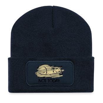 Katze Not Today - Recycelte Patch Beanie - French Navy - Vorne