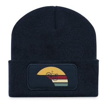 Descente rétro à vélo - Beanie recyclé à patch - bleu marine - Devant