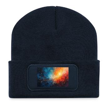 Aube Cosmic Abstract Splash - Beanie recyclé à patch - bleu marine - Devant