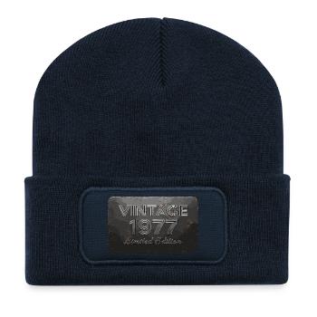 Vintage 1977 édition limitée rétro anniversaire - Beanie recyclé à patch - bleu marine - Devant