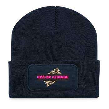Embrasse-moi l’attitude - Beanie recyclé à patch - bleu marine - Devant