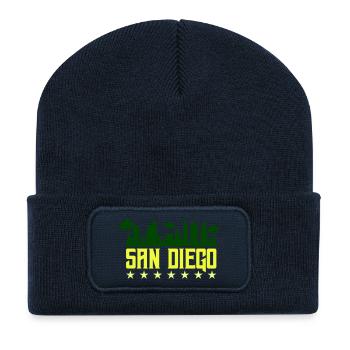 San Diego Skyline Neon Gelb - Recycelte Patch Beanie - French Navy - Vorne