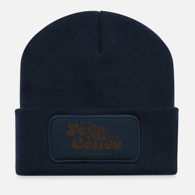 Yoga first, coffee afterwards - Recycled Patch Beanie - french navy