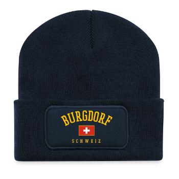 Burgdorf Schweiz Emblem - Recycelte Patch Beanie - French Navy - Vorne