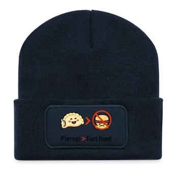Pierogi Over Fast Food - Recycled Patch Beanie - french navy - Front