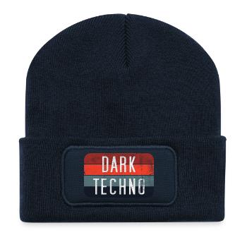 Dunkles Techno-Retro-Logo T-Shirt - Recycelte Patch Beanie - French Navy - Vorne