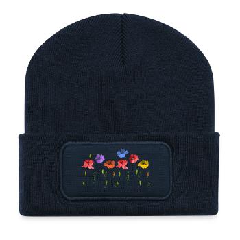 Blumen - Recycelte Patch Beanie - French Navy - Vorne