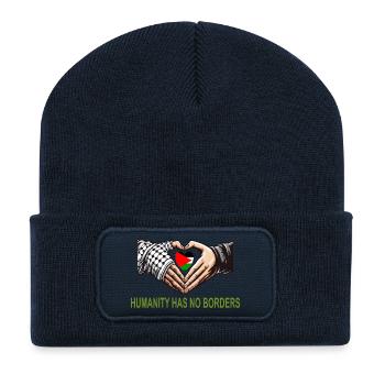 Die Menschheit kennt keine Grenzen – Palästina-Solidarität - Recycelte Patch Beanie - French Navy - Vorne