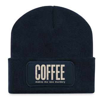 Coffee makes me less murderous - Recycled Patch Beanie - french navy - Front
