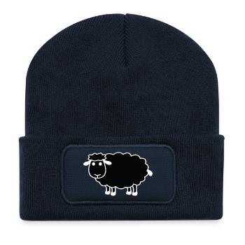 Silhouette minimaliste de mouton noir - Beanie recyclé à patch - bleu marine - Devant