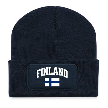 Finnland Fußballliebhaber Retro-Sportdesign - Recycelte Patch Beanie - French Navy - Vorne