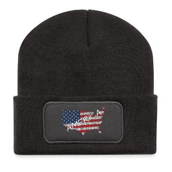 Amérique - USA - Drapeau patriotique - Beanie recyclé à patch - charbon - Devant