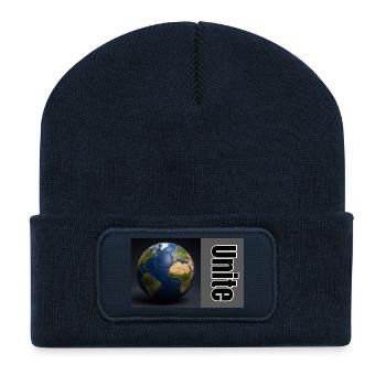 Unité de la Boule Mondiale en Mouvement - Beanie recyclé à patch - bleu marine - Devant