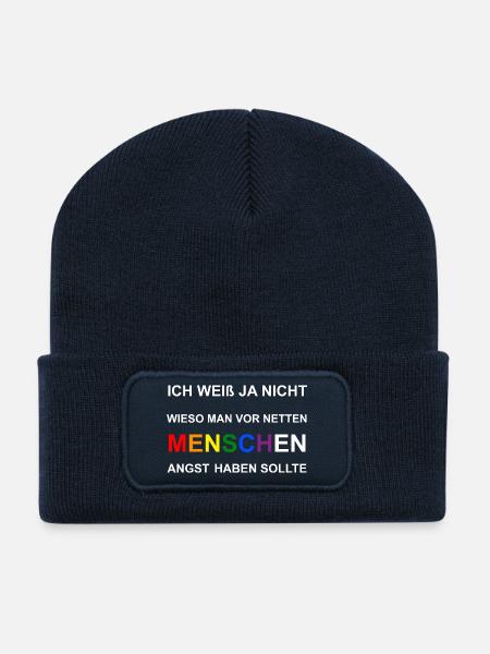 Angst vor netten Menschen - Recycelte Patch Beanie - French Navy