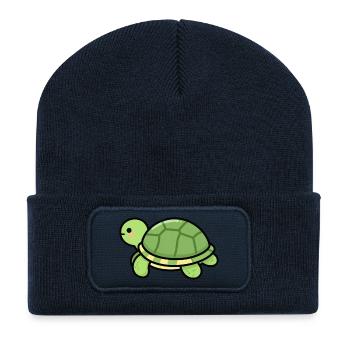 Cute Turtle Turtles Gift - Recycled Patch Beanie - french navy - Front