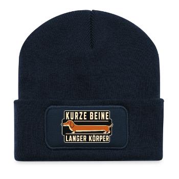Dackel Kurze Beine Langer Korper Funny Dachshund - Recycled Patch Beanie - french navy - Front