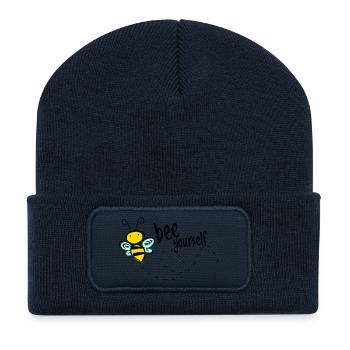 Bee Yourself Bee Saying T-Shirt - Recycled Patch Beanie - french navy - Front