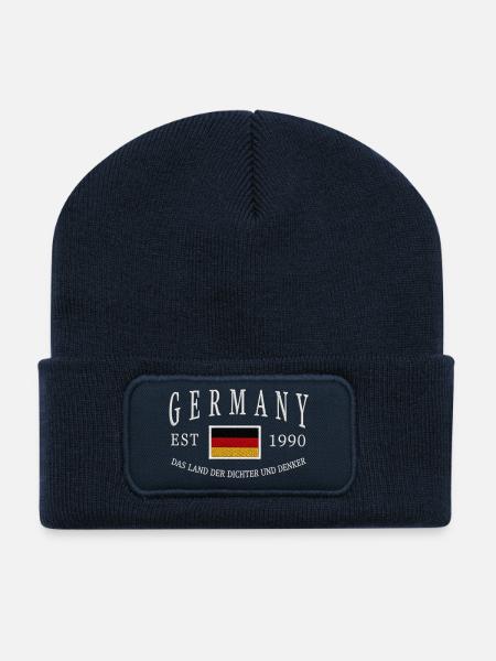 Germany Patch Emblem 1990 - Recycled Patch Beanie - french navy