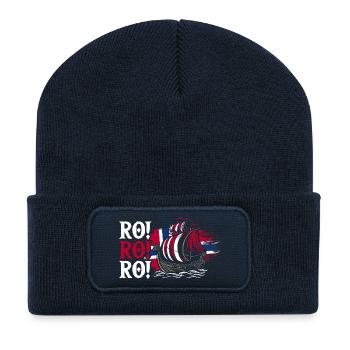 Norway Norge Fjords Scandinavian Ro Viking ship - Recycelte Patch Beanie - French Navy - Vorne