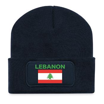 Libanon Fahne - Recycelte Patch Beanie - French Navy - Vorne