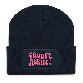 Groovy Bride Schriftzug - Recycelte Patch Beanie - French Navy - Vorne