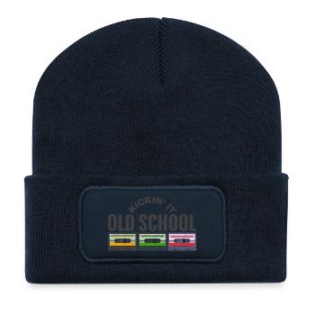 Ich mache es old school - Recycelte Patch Beanie - French Navy - Vorne